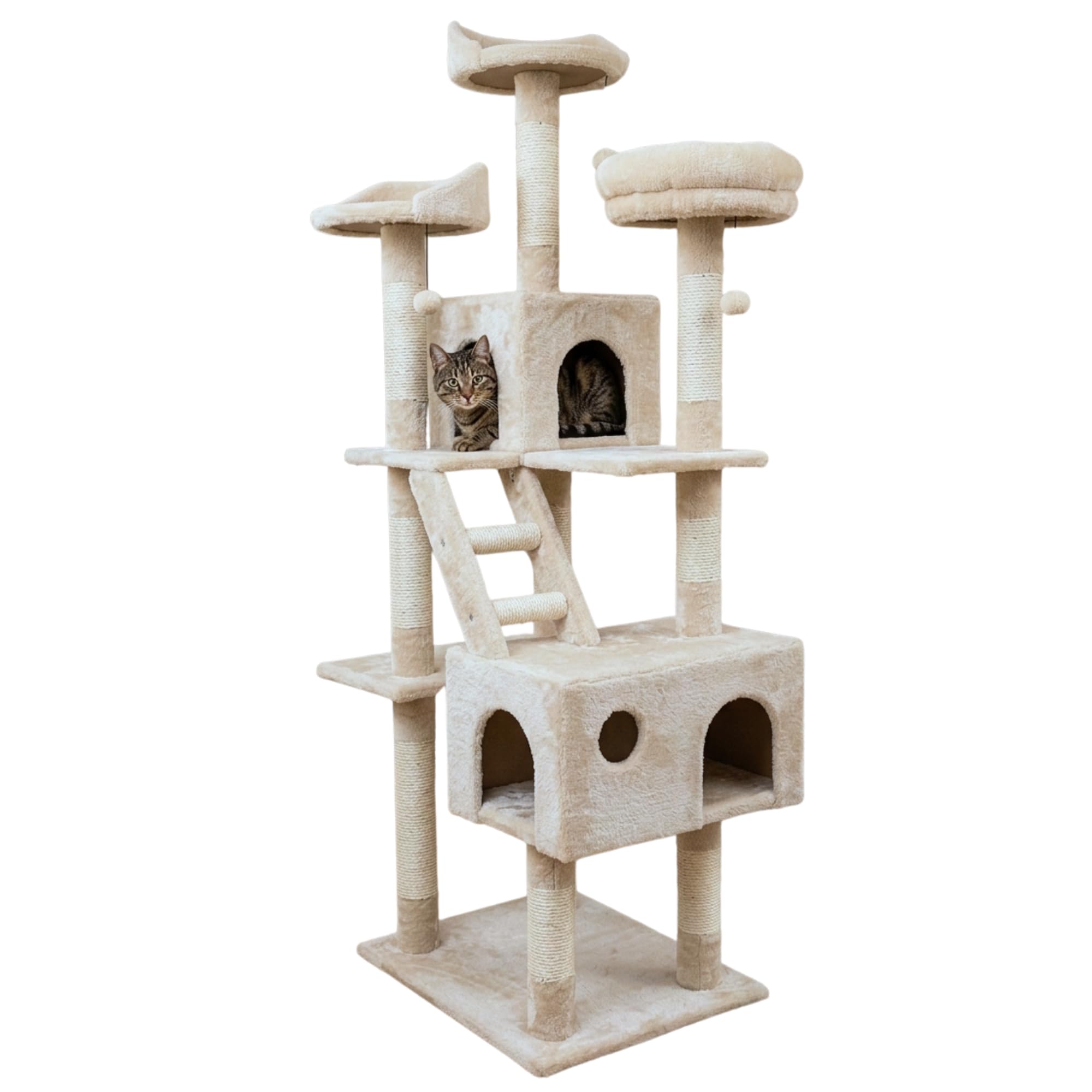 SNOEKIE Kratzbaum 173 cm – Katzenbaum mit 6 Ebenen, Höhle, Liegeplattformen, Leiter & Sisal