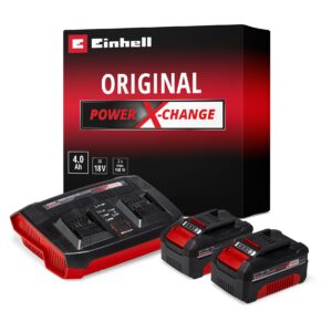 Original Einhell Starter Kit 2X 4,0 Ah Akkus und Twincharger Power X-Change