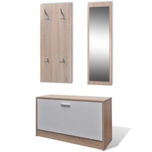Funktionales Garderoben-Set mit Schuhschrank, Wandgarderobe & Spigel