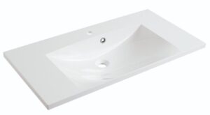 Fackelmann Waschbecken VADEA Waschtisch Gussmarmor Becken Breit Weiß