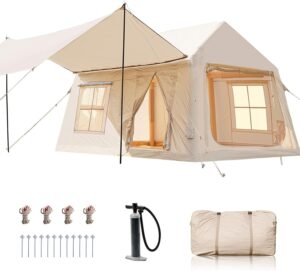 Begonia.K 8 10 Personen Aufblasbares Zelt 2 Raum Mit Vordach Air Glamping Zelte
