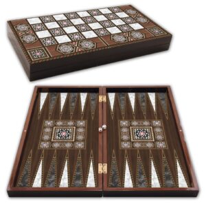 Backgammon Holz Cafe Tavla Set Magnetverschluss & Premium Holzoptik