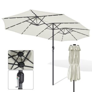 Sonnenschirm Doppelsonnenschirm XXL mit Handkurbel Marktschirm LED Gartenschirm