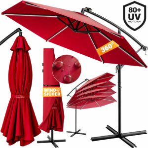 KINGSLEEVE® Sonnenschirm Ampelschirm Gartenschirm LED Beleuchtung Solar