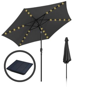 Sonnenschirm mit Kurbel und Solar LED für Garten und Terrasse UV beständig