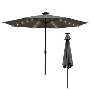 Sonnenschirm mit Kurbel und LED Solar für Balkon Terrasse Garten UV 50+