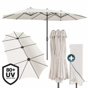 Sonnenschirm Gartenschirm Doppelsonnenschirm mit Kurbel XXL KINGSLEEVE®