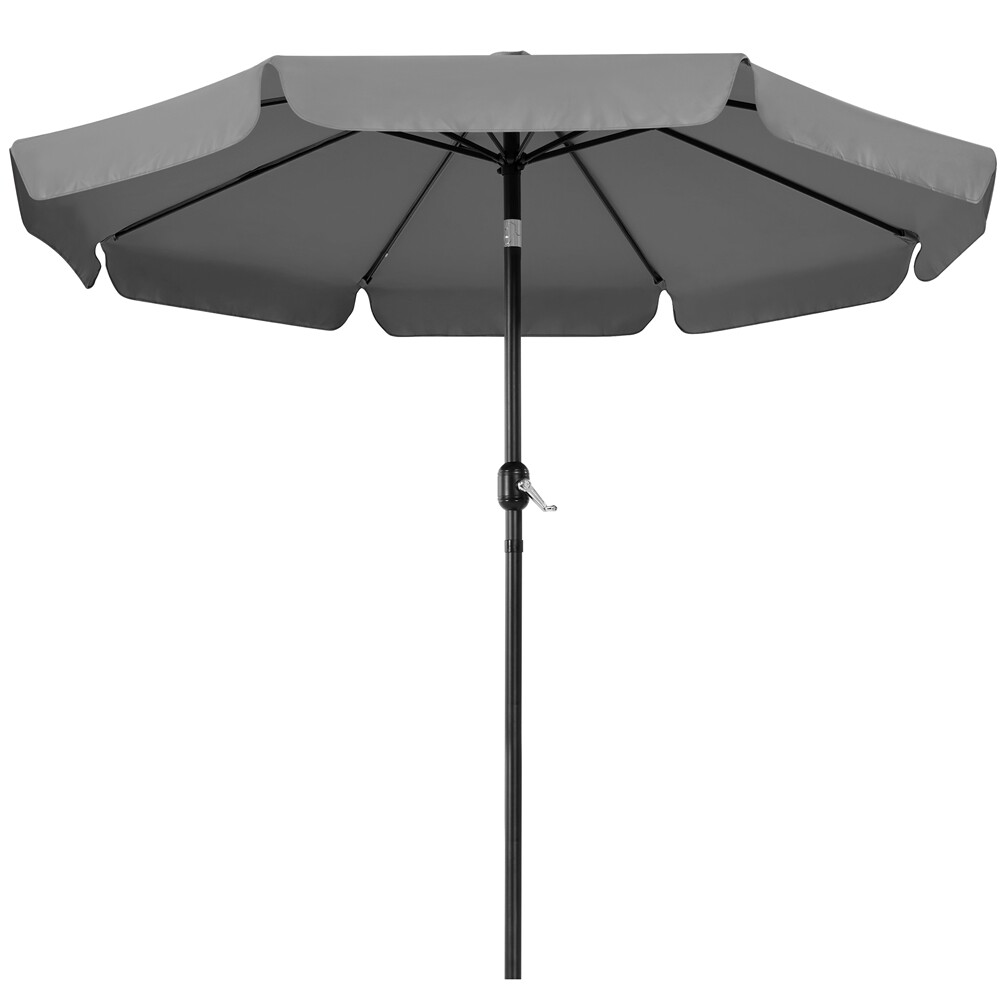 Sonnenschirm mit Volant Kippbarer Gartenschirm UV Schutz mit Kurbel 8 Rippen