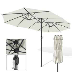 Sonnenschirm Marktschirm Gartenschirm mit Handkurbel LED XXL Doppelsonnenschirm