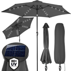 KINGSLEEVE® Sonnenschirm Marktschirm Gartenschirm LED Beleuchtung Solar