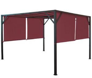 Pergola Pavillon Terrassenüberdachung ohne Betonieren Schiebedach rot
