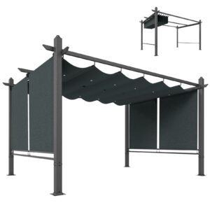 Pergola Terrassenüberdachung mit Schiebedach automatisch Rollos