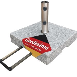 Sonnenschirm Ständer Granit Edelstahl 70 kg mit Rollen Griff ausziehbar Robusto
