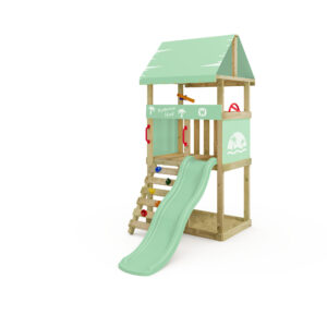 Wickey Spielturm DinkyHouse mit Schaukel Rutsche Kletterleiter und Sandkasten