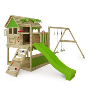 FATMOOSE Spielturm Klettergerüst Tikataka mit Schaukel Sandkasten & Rutsche