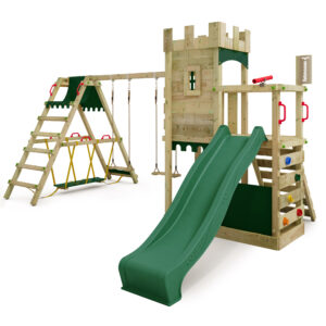 FATMOOSE Spielturm Klettergerüst BoldBaron mit Surfanbau Sandkasten & Rutsche
