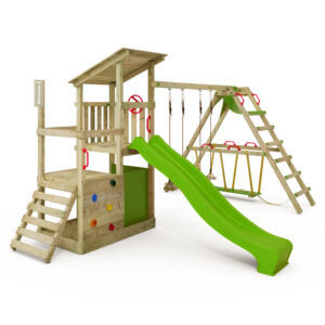 FATMOOSE Spielturm Klettergerüst FruityForest Surf mit Schaukel und Rutsche
