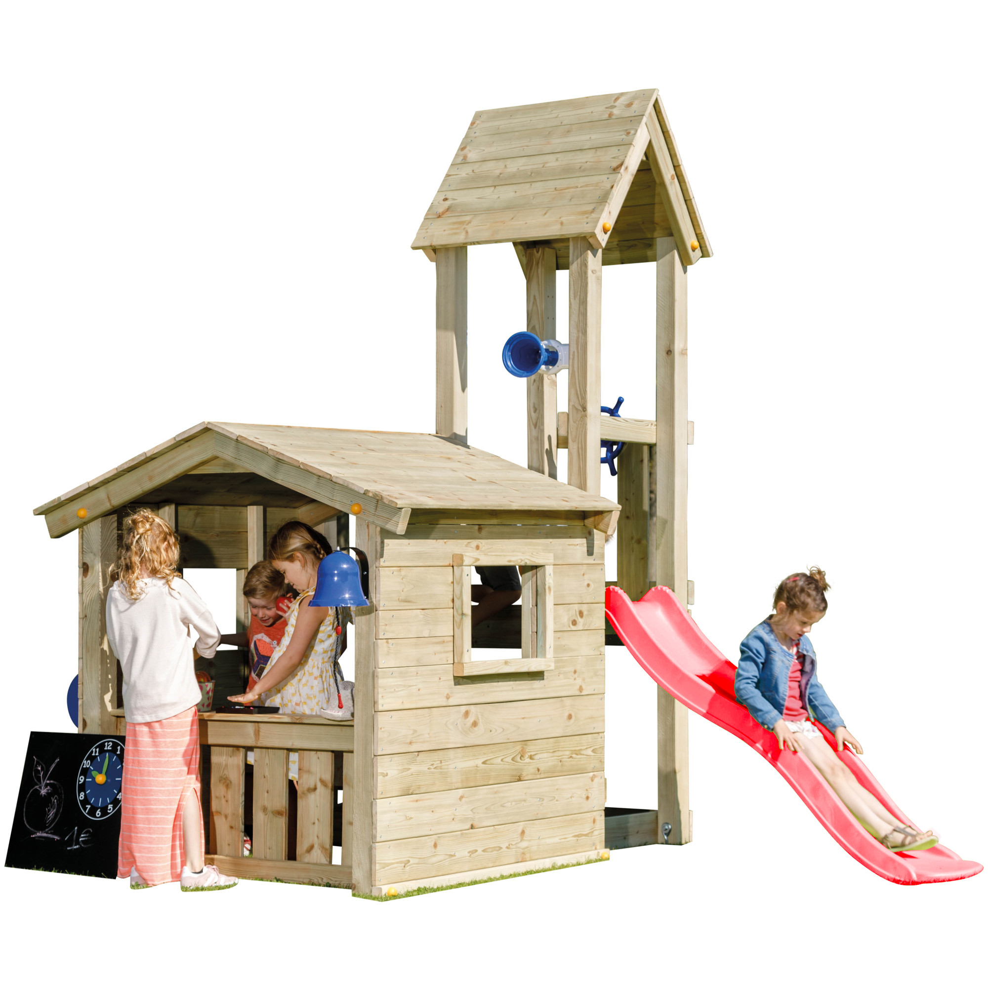 Spielturm LOOKOUT mit Rutsche Spielhaus Holzhaus Kinder Gartenhaus Outdoor Spiel