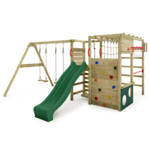 FATMOOSE Klettergerüst Spielturm ActionArena mit Schaukel Kletterwand & Rutsche