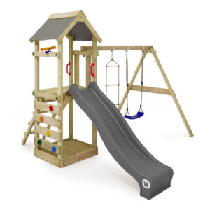 WICKEY Stelzenhaus Spielturm FreeFlyer mit Schaukel Rutsche & Kletterwand