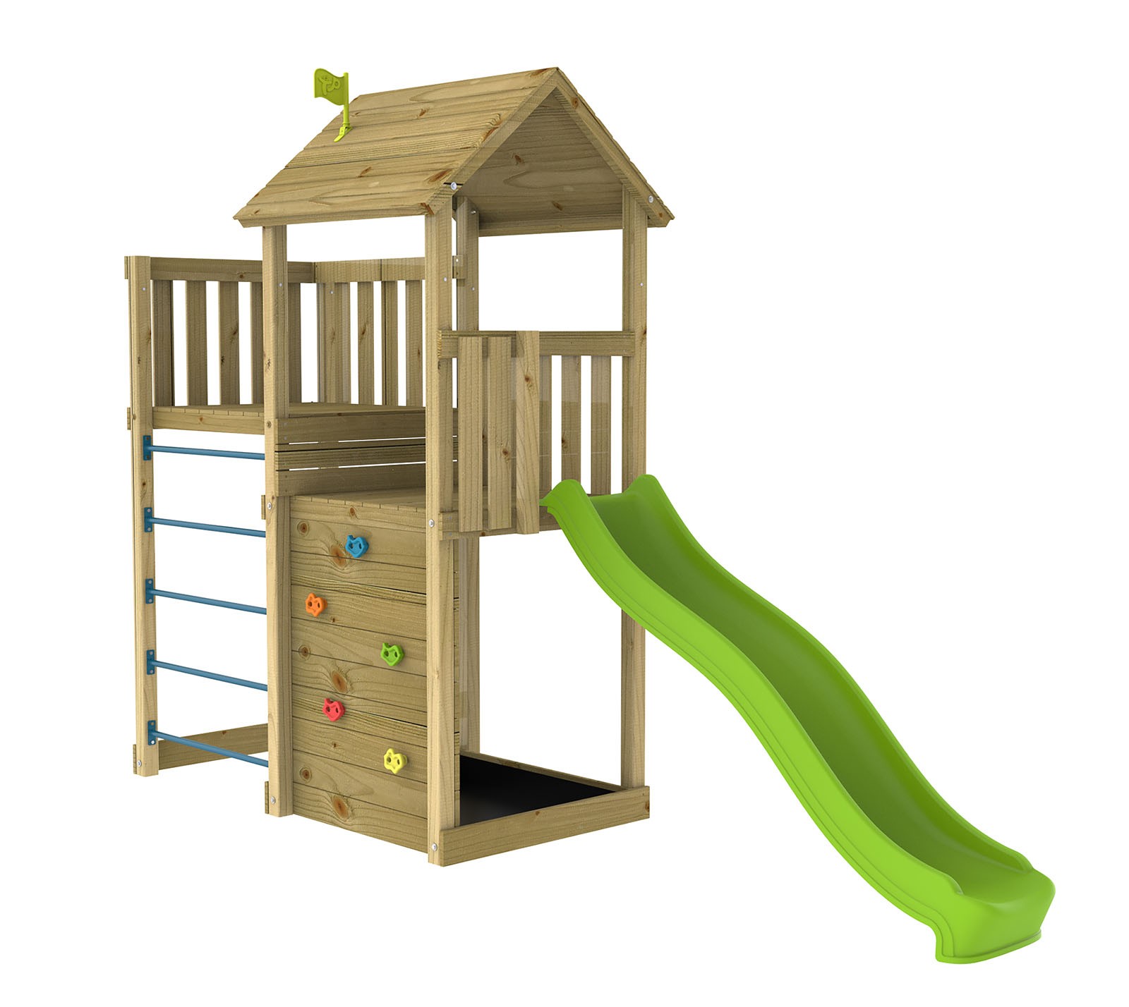 Holz Spielturm mit Rutsche & Kletterwand für Garten TP Toys Wolkenkratzer 6