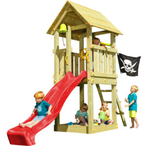 Spielturm KIOSK mit Rutsche Spielhaus Holz Kletterturm Stelzenhaus Sandkasten