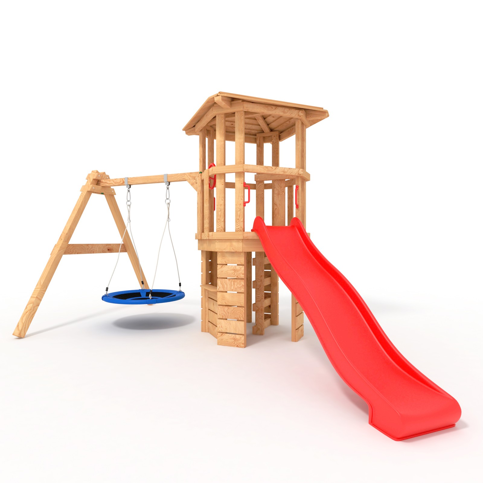 BIBEX Spielturm Ritterburg R120 mit Nestschaukel und Rutsche Klettergerüst