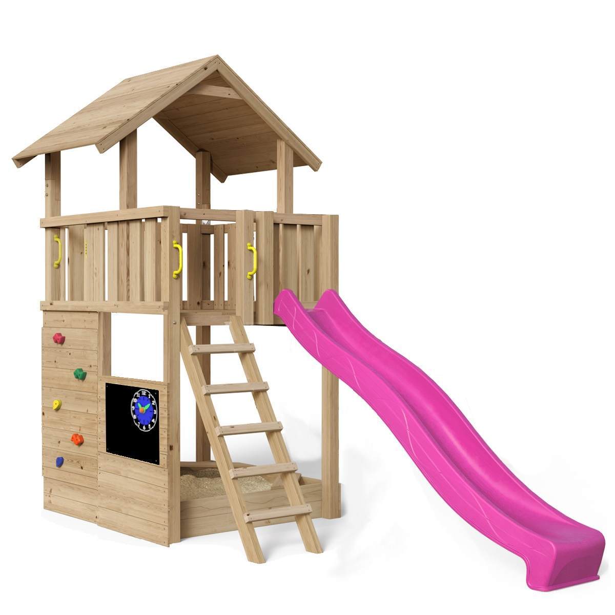 Spielturm Mia Kompakt 259 stabiler Turm großer Sandkasten lange Rutsche!