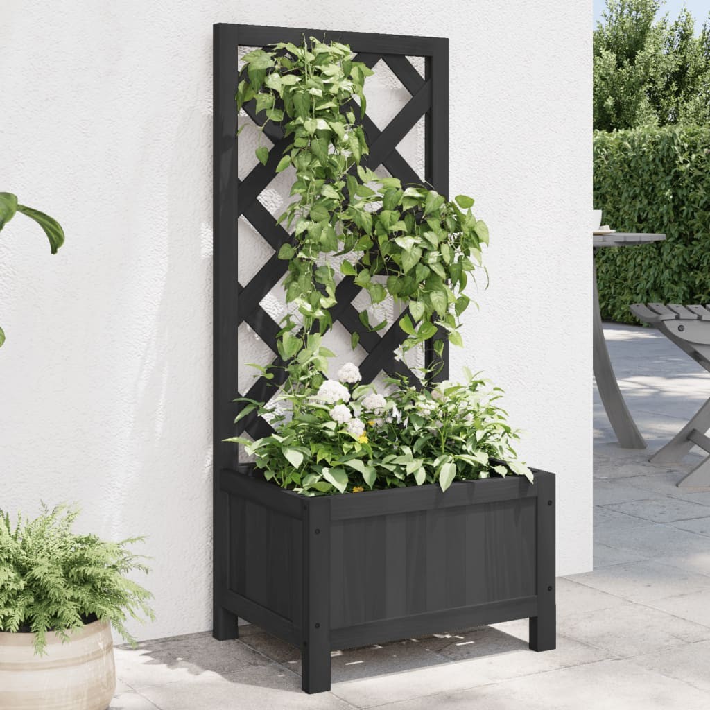 Mega Shop XL Pflanzkübel mit Spalier Rankhilfe Blumenkübel Tannenholz