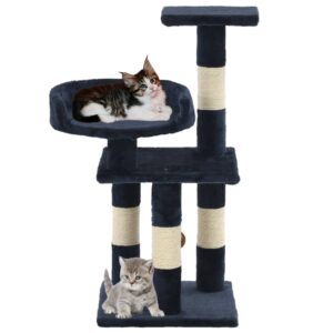 Kompakter Kratzbaum für Katzen mit Sisalsäulen Plattformen und Spielball