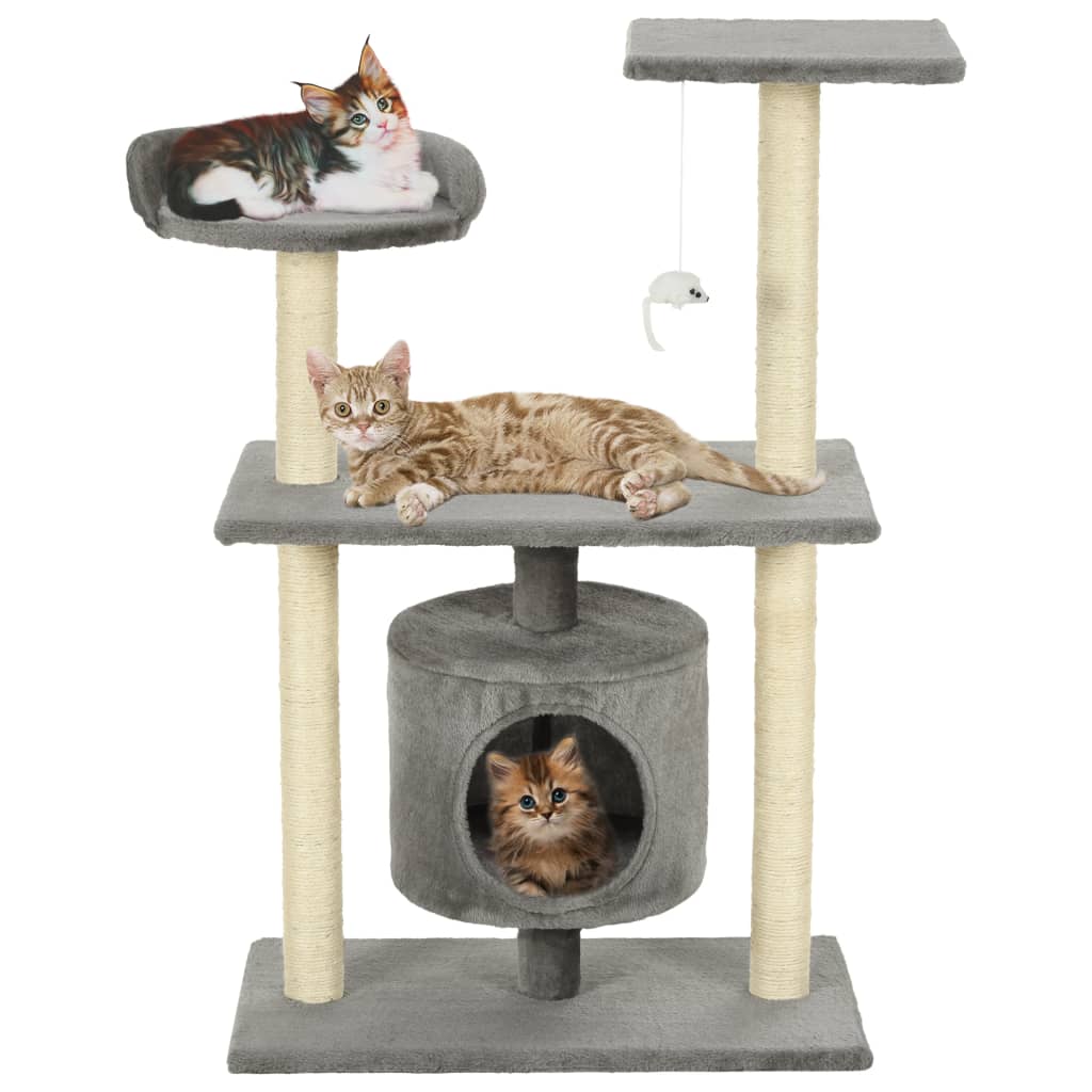 Mehrstöckiger Kratzbaum mit Höhle Plattformen und Spielzeug für aktive Katzen