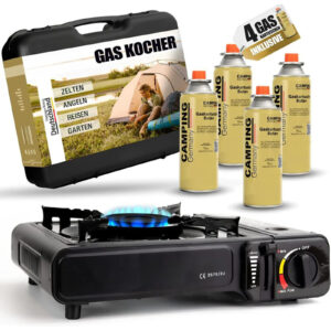 Magnum® Gaskocher mit 4 Kartuschen 227 g Campingkocher mit Gaskartuschen