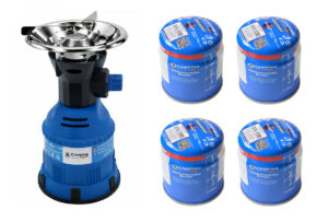 Gaskocher Campingkocher Piezozündung 1 2 kW für 190 g Stechgaskartuschen BLAU