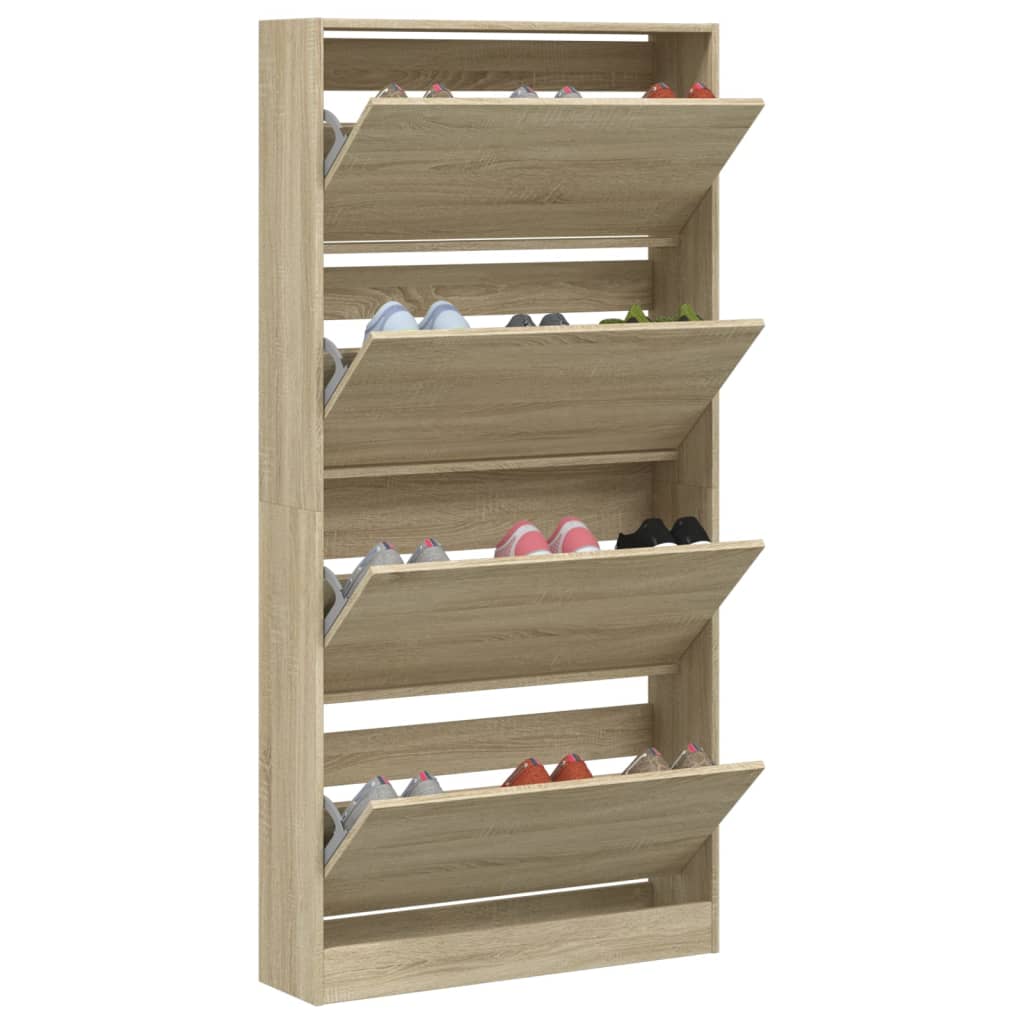 Platzsparender Schuhkipper mit 4 Klappen Schuhschrank 80 x 21 x