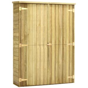 Gartenschrank aus imprägniertem Kiefernholz mit Ablagen Seitenfach & Doppeltür
