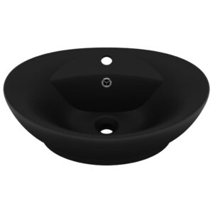 Luxus Waschbecken m. Überlauf Matt Keramik Waschschale Oval Waschtisch