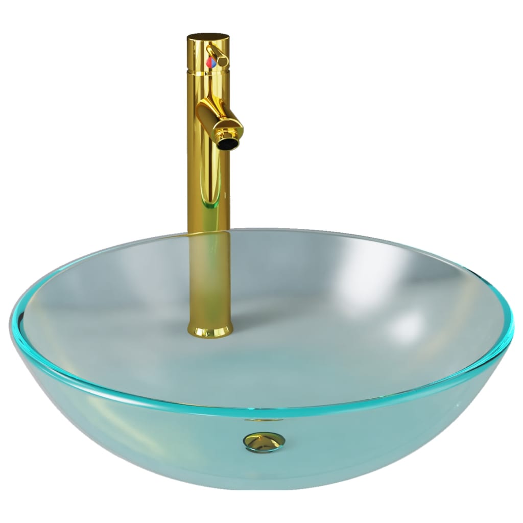 Badezimmer Waschbecken Wasserhahn Ablaufgarnitur Aufsatzwaschbecken Rund