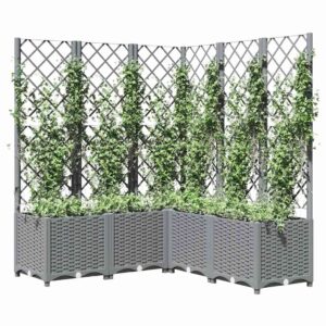 Pflanzkübel mit Rankgitter Blumenkübel Blumenecke Rankhilfe PE Rattan