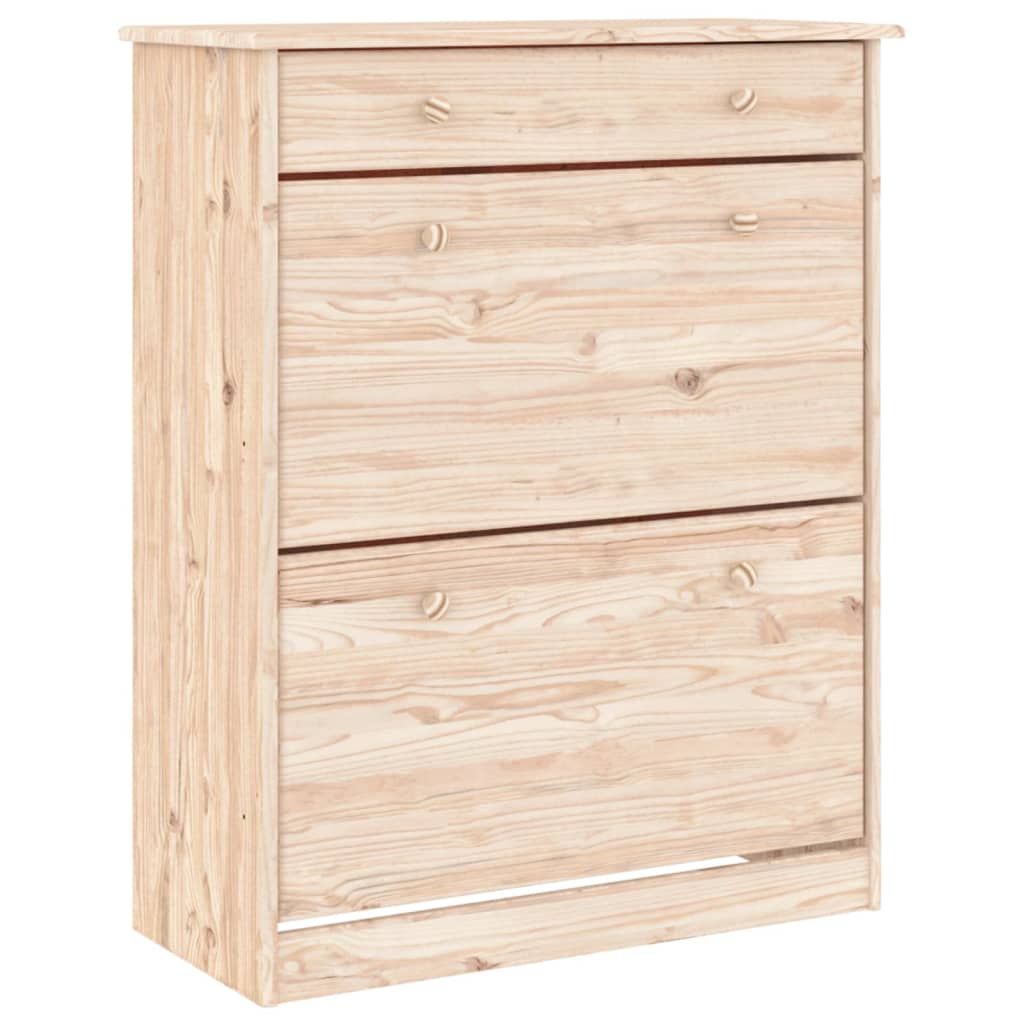 Massivholz Schuhschrank mit 2 Klappfächern und einer Schublade