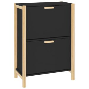 Kompakter Schuhschrank mit stabilen Holzbeinen &amp 2 Staufächern platzsparend