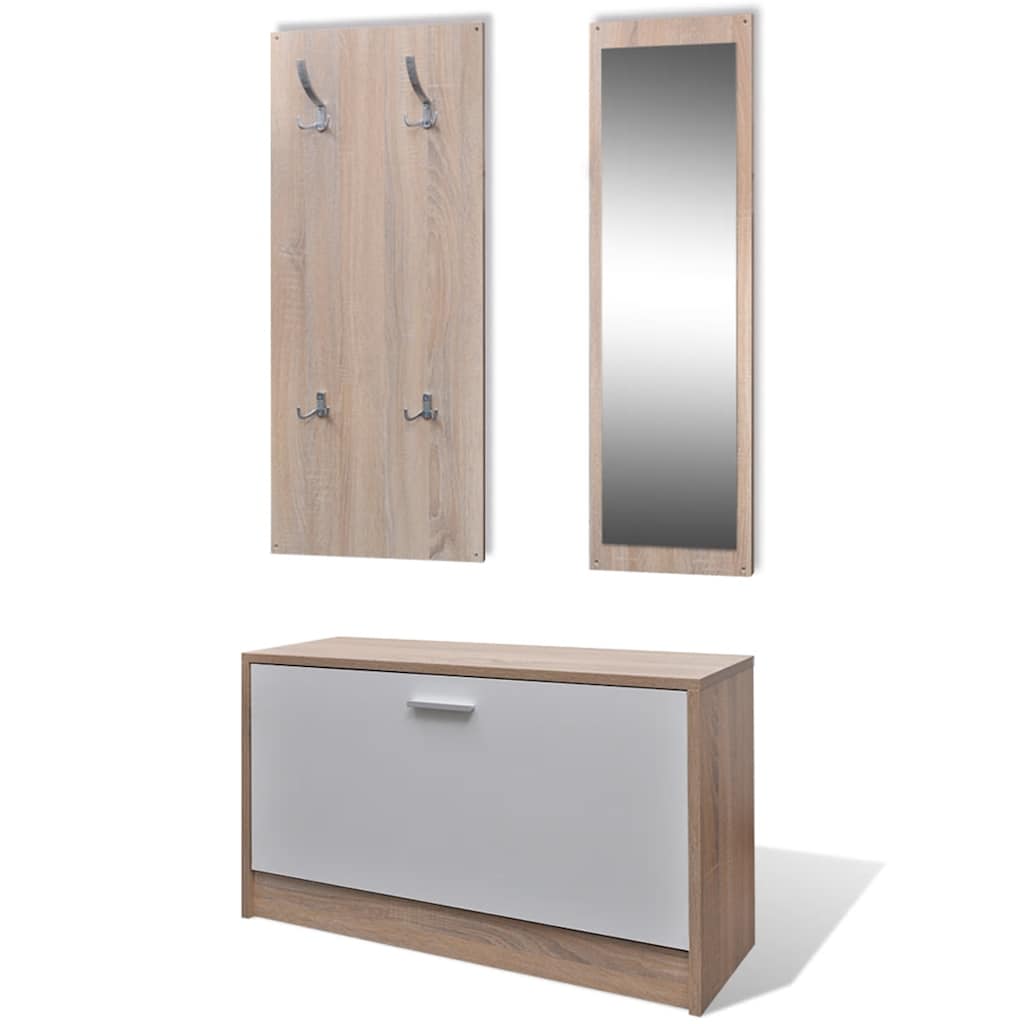 Funktionales Garderoben Set mit Schuhschrank Wandgarderobe & Spigel