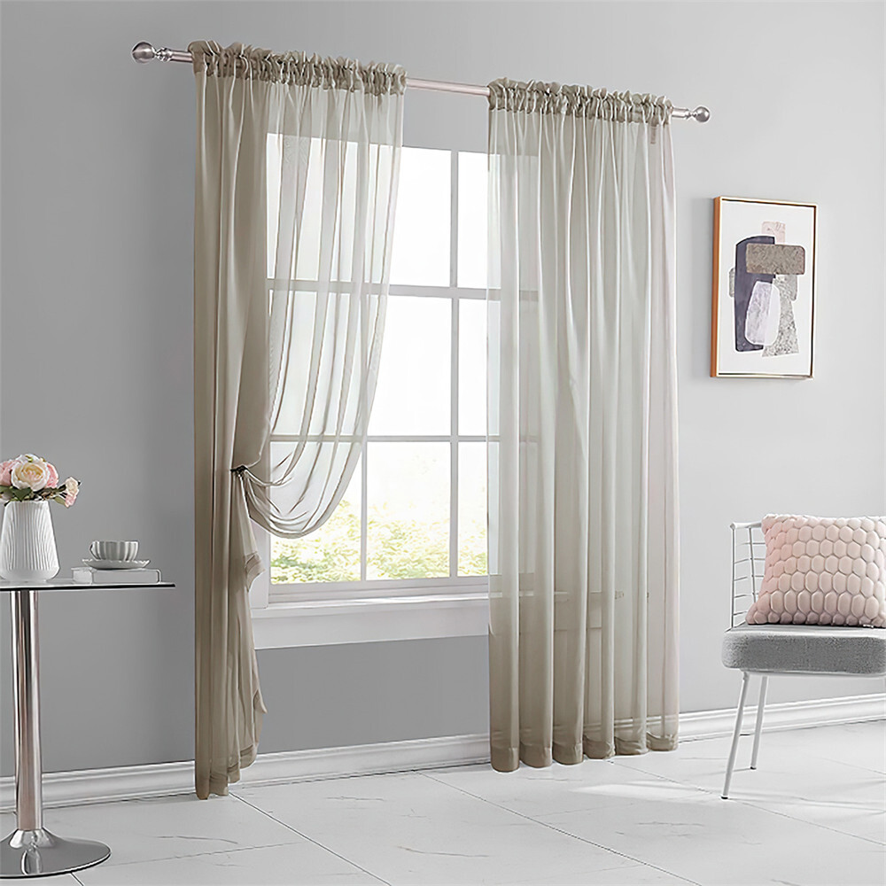 2er Set Gardinen Schlaufen Band transparent Voile Dekoschal Gardine Vorhang