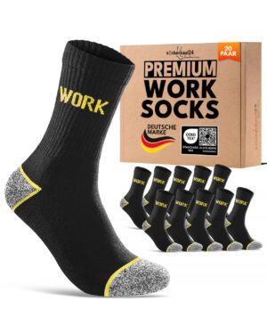 Premium Arbeitssocken Herren WORK Socken Baumwolle Schwarz 5 10 20 Paar