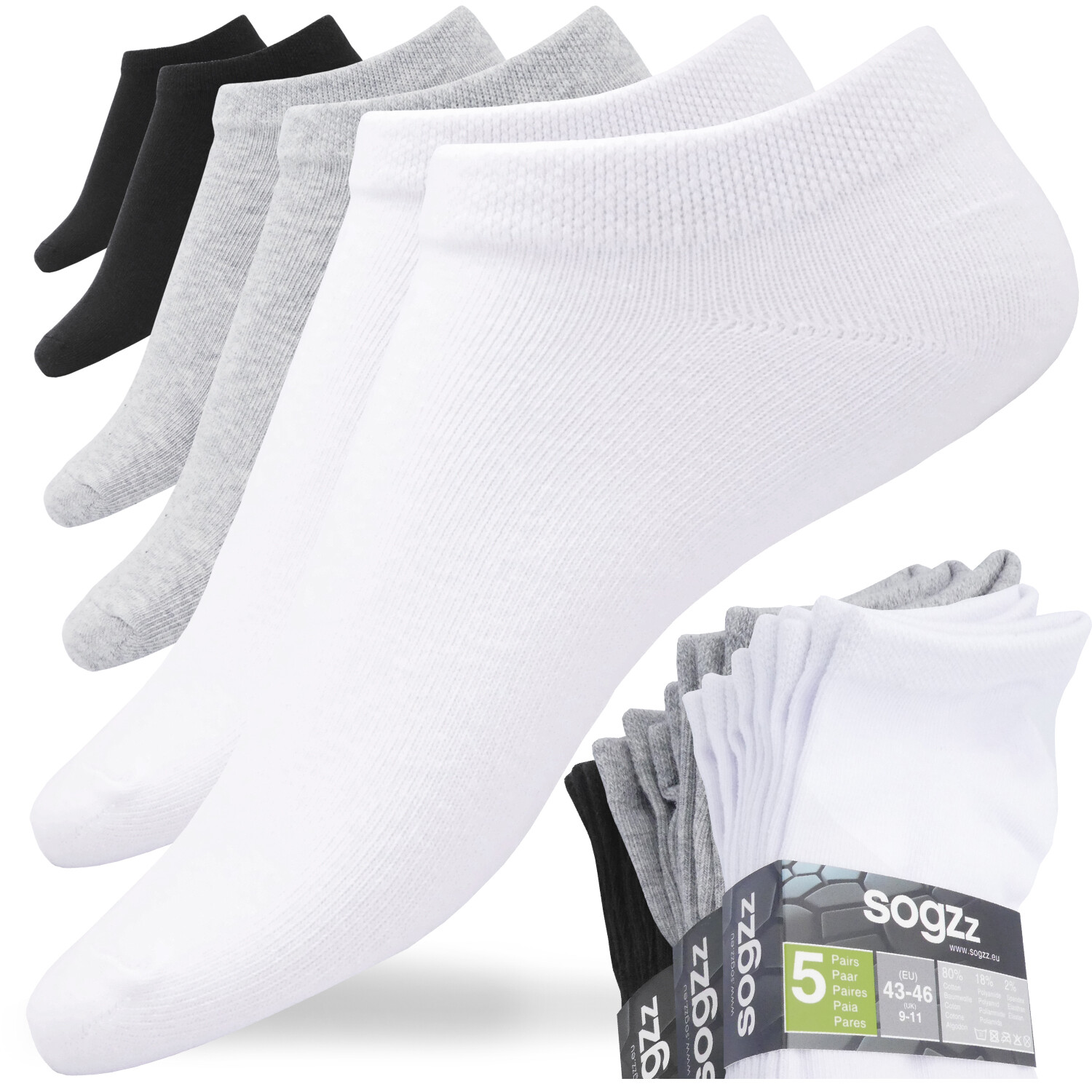 5 120 Paar SOGZZ® Sneaker Socken 80% Baumwolle Herren Damen Sneakers Kurzsocken