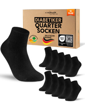 Diabetiker Socken ohne Gummi Quarter Kurz Herren Damen Baumwolle ohne Naht