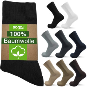 6 24 Paar SOGZZ® Herren Business Socken 100% Baumwolle ohne Gummi handgekettelt