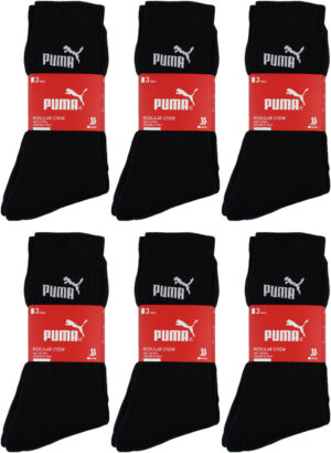 3 18 Paar Herren Puma Regular Crew Sport Tennis Socken Sportsocken schwarz