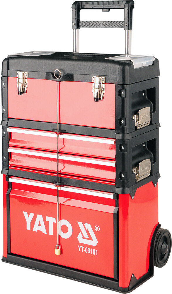 Werkzeugkoffer Werkstattwagen Werkzeugwagen Werkzeugtrolley 4 Fächer Rot Trolley