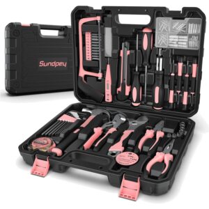 Werkzeugkoffer 148tlg Haushalt schwarz rosa Ratschenschraubendreher Zange...