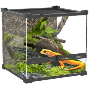 Terrarium für Reptilien Glasterrarium 24L mit Frontbelüftung Schwarz